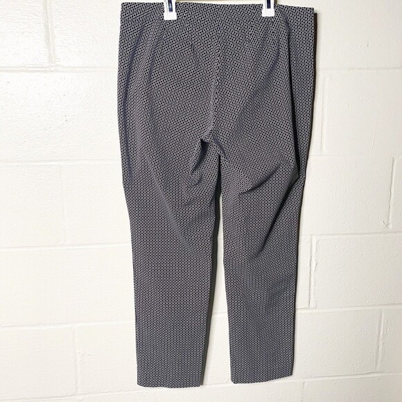 J Jill Women Sz 8 Pants Trousers Stretch Straight Leg Side Zip Career Navy White - Picture 2 of 11